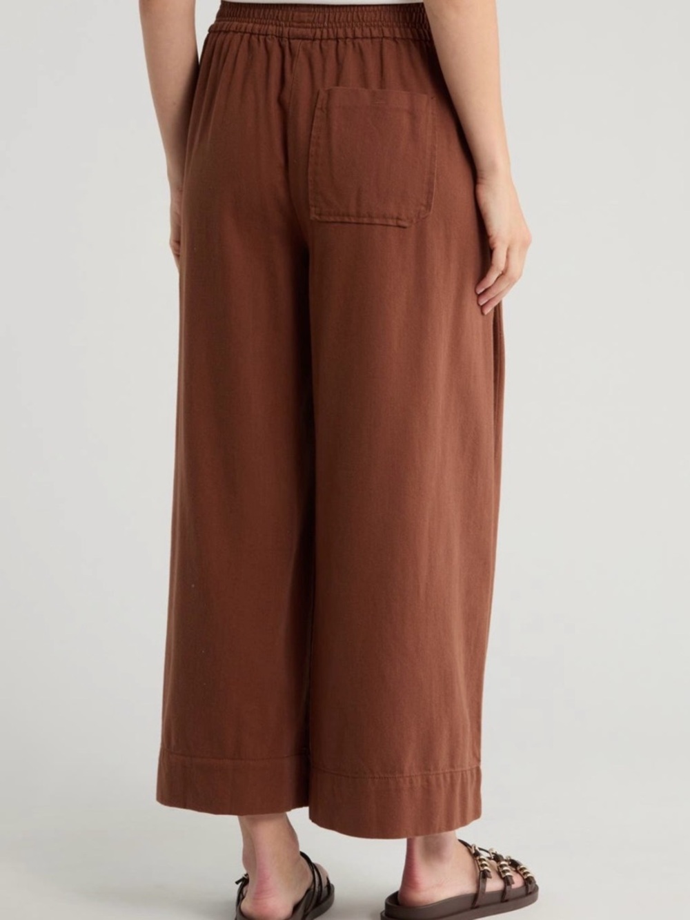 Democracy Wide Leg Crop Pants in Chestnut Brown - Picture 2 of 3